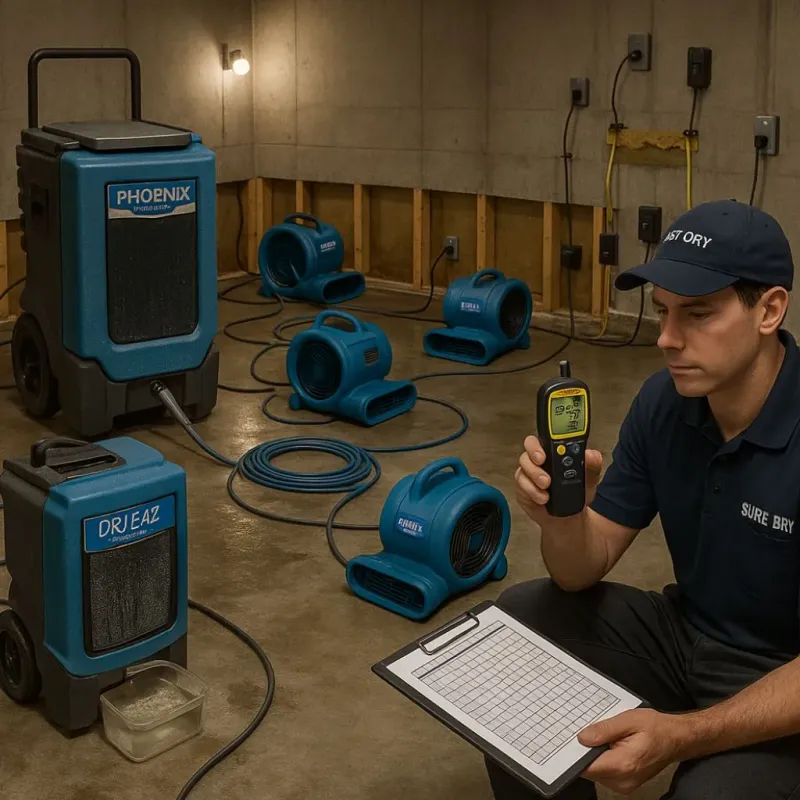 Structural Drying and Dehumidification process in Brownstown, PA